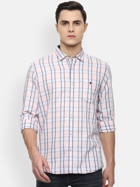 

Louis Philippe Jeans Men Pink & Blue Checked Regular Fit Casual Shirt