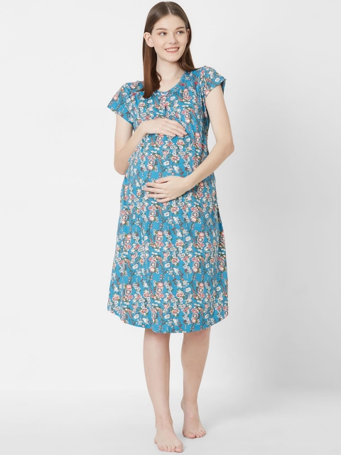 

Juliet Women Blue Printed Maternity Feeding Nighty