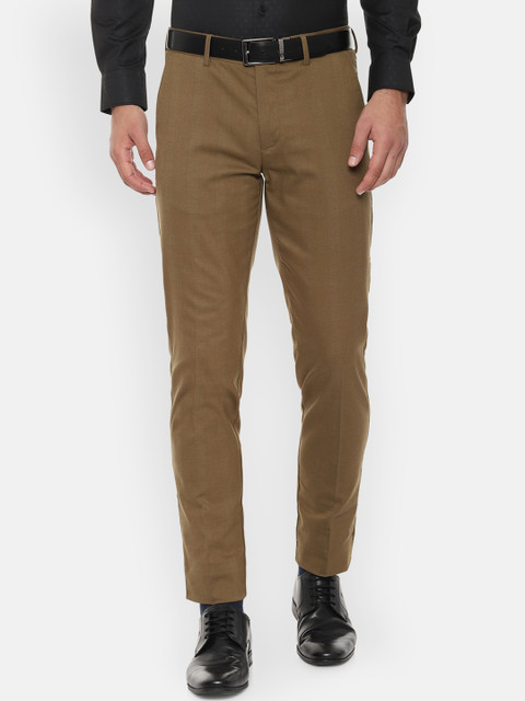

Louis Philippe Men Brown Slim Fit Checked Formal Trousers