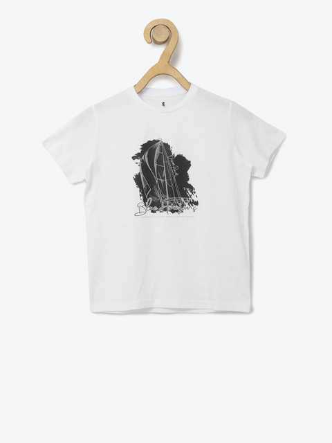 

Red Tape Boys White & Black Printed Round Neck T-shirt