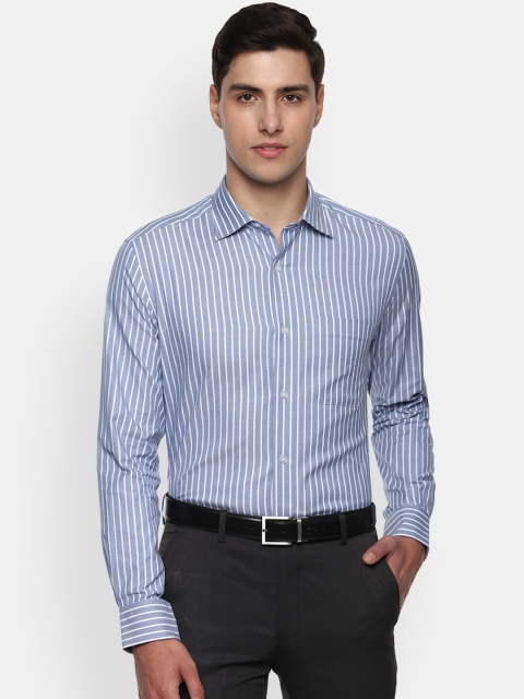 

Louis Philippe Men Blue & White Regular Fit Striped Formal Shirt