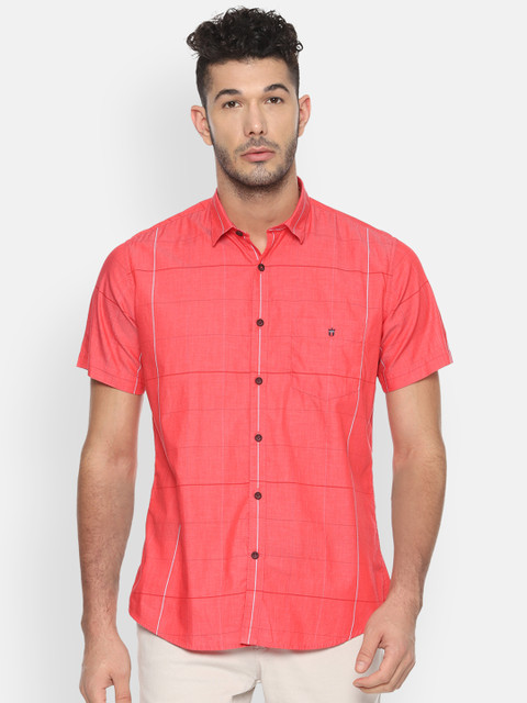

Louis Philippe Sport Men Pink Slim Fit Checked Casual Shirt
