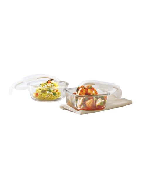 

BOROSIL Set Of 2 Transparent Borosilicate Glass Microwavable Containers With Air Tight Lid