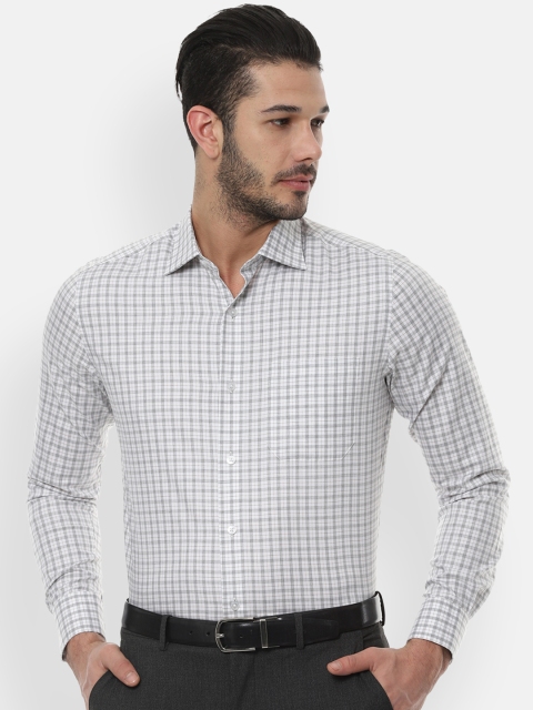 

Louis Philippe Men White & Grey Regular Fit Checked Formal Shirt