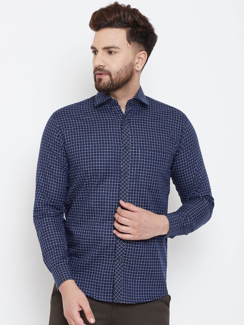 

Spirit Men Navy Blue Comfort Regular Fit Checked Casual Shirt