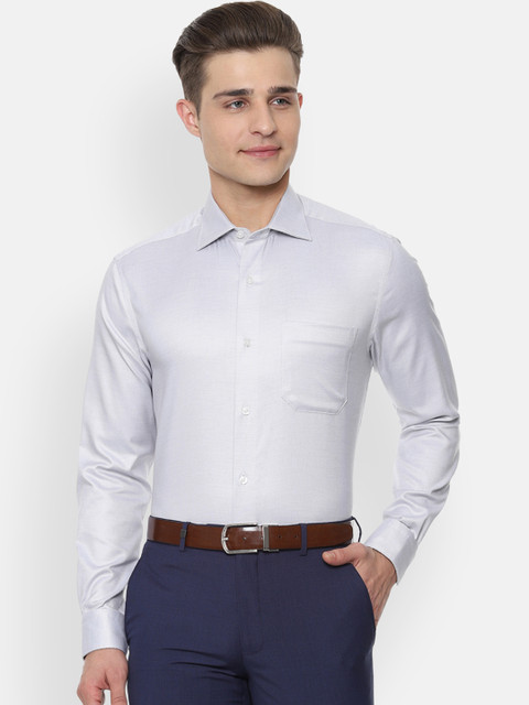 

Louis Philippe Men Grey Classic Slim Fit Self Design Formal Shirt