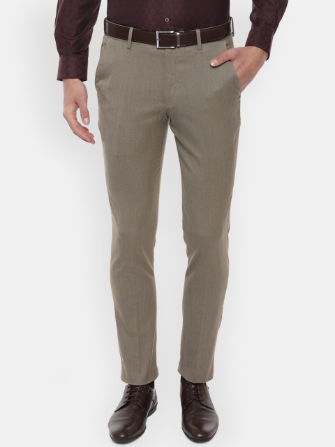 

Louis Philippe Men Khaki Slim Fit Self Design Formal Trousers
