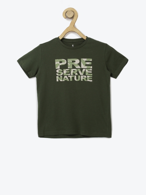 

Red Tape Boys Olive Green Printed Round Neck T-shirt