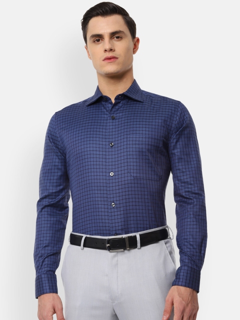 

Louis Philippe Men Navy Blue & Black Regular Fit Checked Formal Shirt