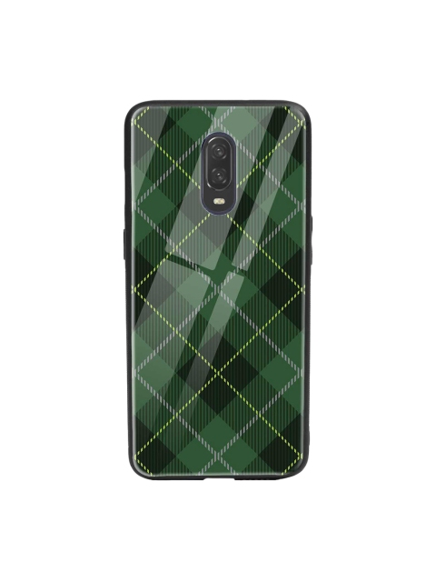 

Bewakoof Green & White Tartan Print OnePlus 6T Glass Mobile Cover