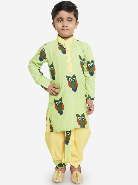 

KID1 Boys Green & Yellow Printed Kurta with Dhoti Pants