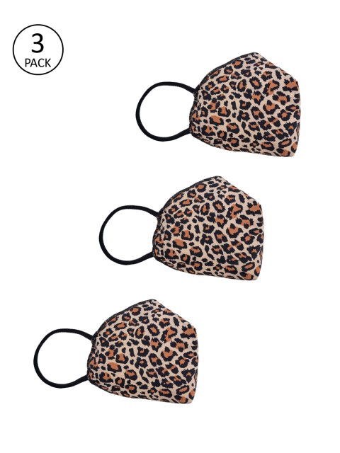

Clovia Adults Pack of 3 Black & Brown Printed 3-Ply Reusable Cloth Masks