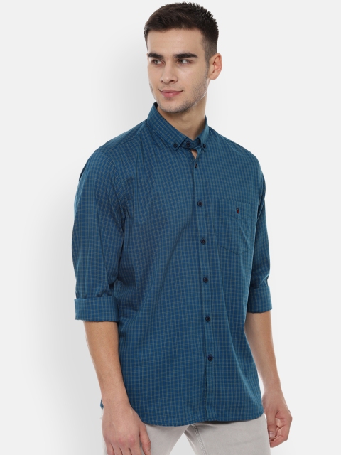 

Louis Philippe Sport Men Navy Blue & Yellow Slim Fit Checked Casual Shirt