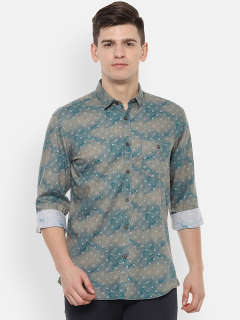 

Louis Philippe Sport Men Green & Taupe Slim Fit Printed Casual Shirt