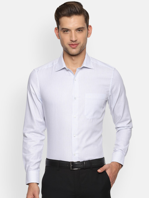 

Louis Philippe Men White Classic Slim Fit Striped Formal Shirt