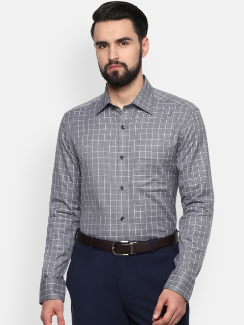 

Louis Philippe Men Grey & Off-White Regular Fit Checked Formal Shirt