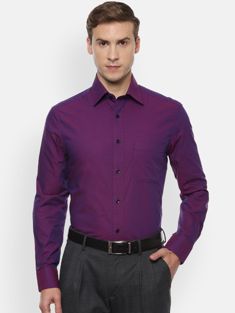 

Louis Philippe Men Purple Classic Regular Fit Self Design Formal Shirt