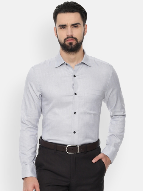 

Louis Philippe Men Grey Classic Regular Fit Solid Formal Shirt