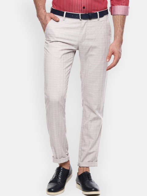 

Louis Philippe Sport Men Beige Slim Fit Checked Regular Trousers