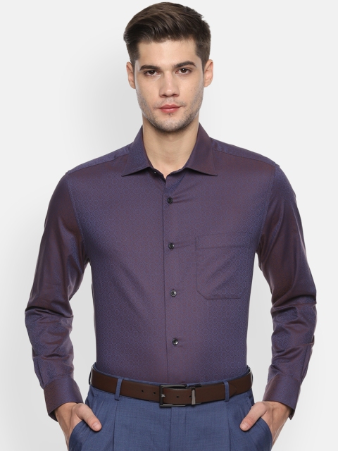 

Louis Philippe Men Navy Blue & Maroon Regular Fit Printed Formal Shirt