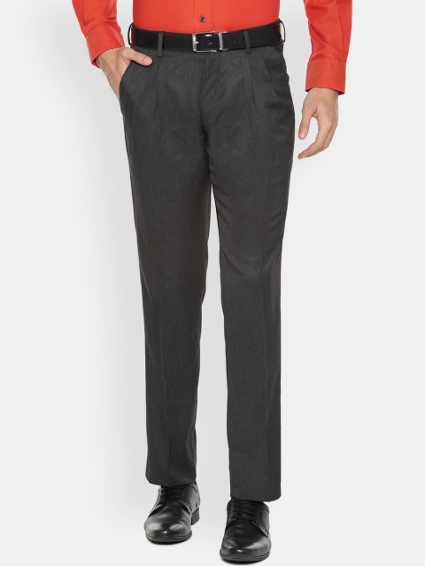 

Louis Philippe Men Grey Regular Fit Self Design Formal Trousers