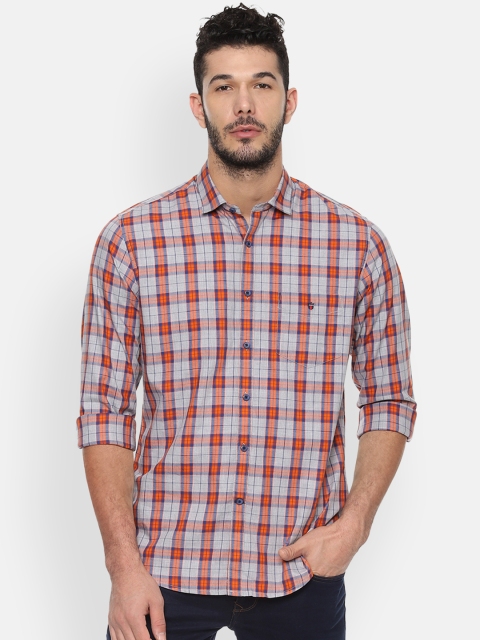 

Louis Philippe Sport Men Orange & Blue Slim Fit Checked Casual Shirt