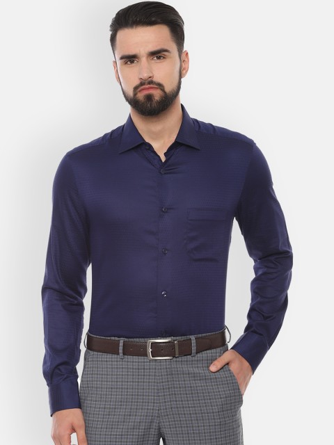 

Louis Philippe Men Navy Blue Classic Regular Fit Self Design Formal Shirt