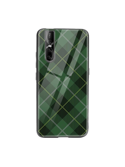 

Bewakoof Green & White Tartan Print Vivo V15 Pro Glass Mobile Cover