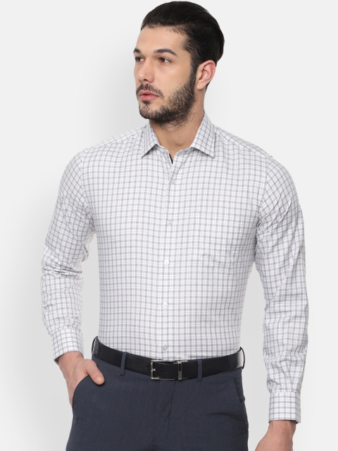 

Louis Philippe Men White & Grey Slim Fit Checked Formal Shirt