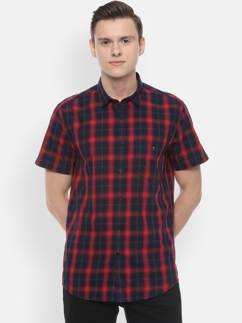 

Louis Philippe Sport Men Navy Blue & Red Slim Fit Checked Casual Shirt