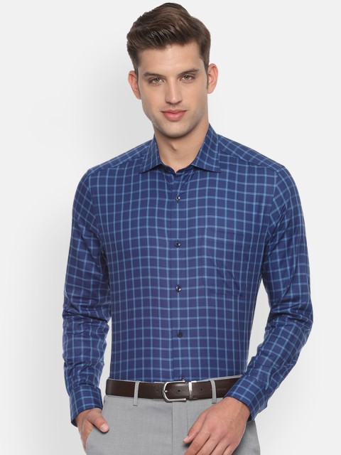 

Louis Philippe Men Blue & Off-White Regular Fit Checked Formal Shirt