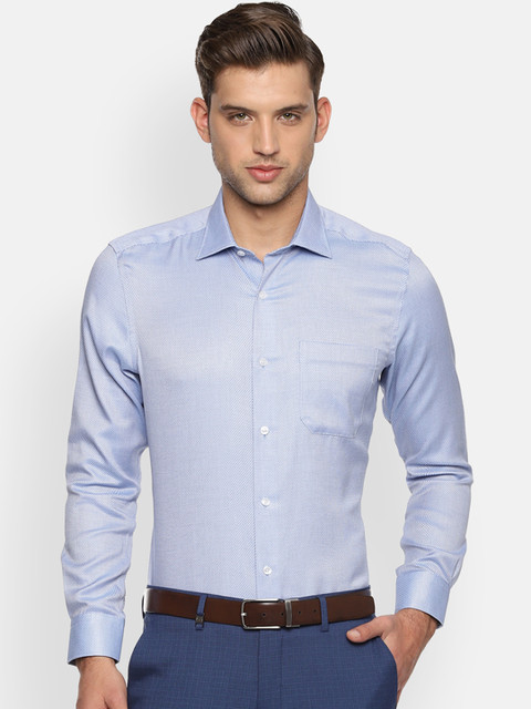 

Louis Philippe Men Blue & White Regular Fit Printed Formal Shirt