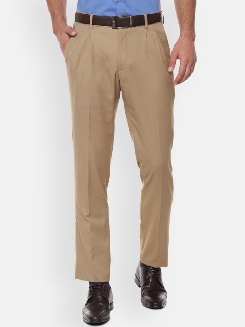 

Louis Philippe Men Beige Regular Fit Self Design Formal Trousers