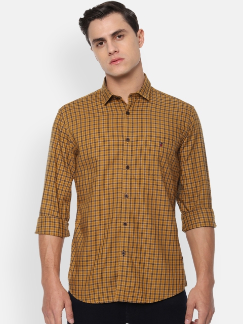 

Louis Philippe Sport Men Mustard Yellow & Black Slim Fit Checked Casual Shirt