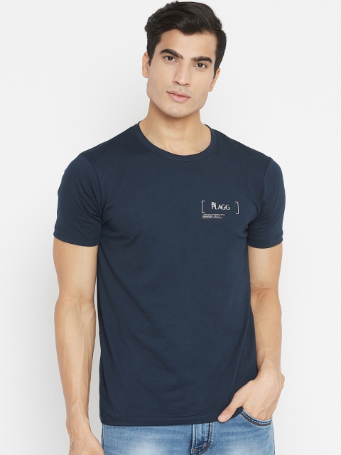 

Plagg Men Navy Blue Solid Round Neck T-shirt