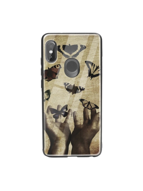 

Bewakoof Brown & Black Vintage Butterflies Xiaomi Redmi Note 5 Pro Glass Mobile Cover