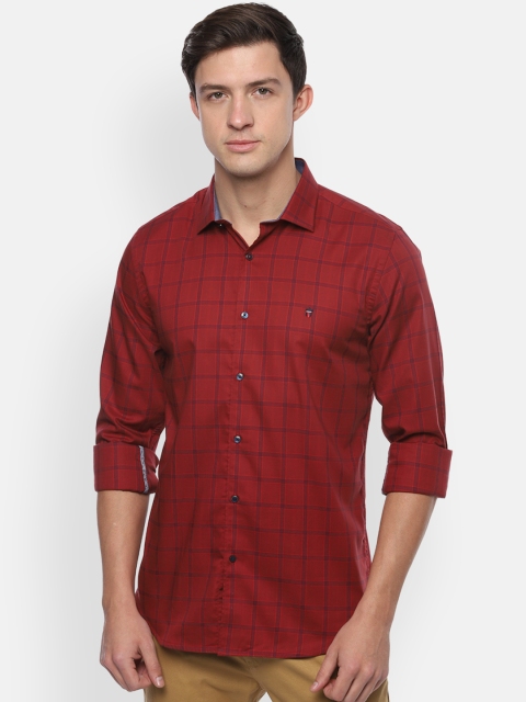 

Louis Philippe Sport Men Red & Navy Blue Slim Fit Checked Casual Shirt