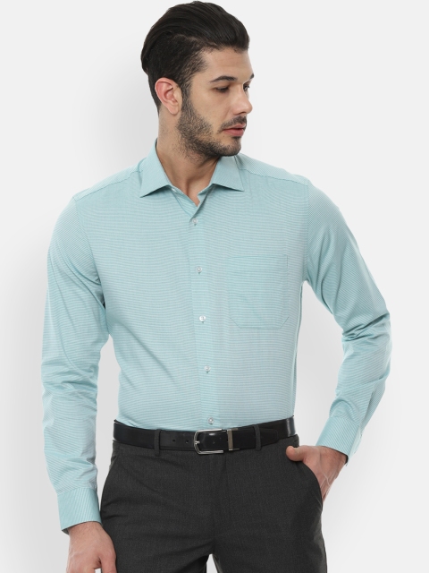 

Louis Philippe Men Green Classic Regular Fit Striped Formal Shirt