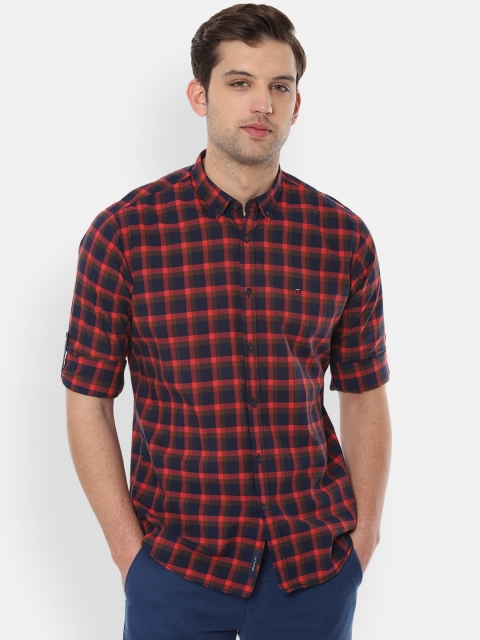 

Louis Philippe Sport Men Red & Navy Blue Slim Fit Checked Casual Shirt