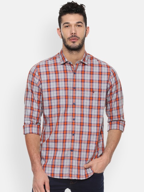 

Louis Philippe Sport Men Orange & Blue Slim Fit Checked Casual Shirt