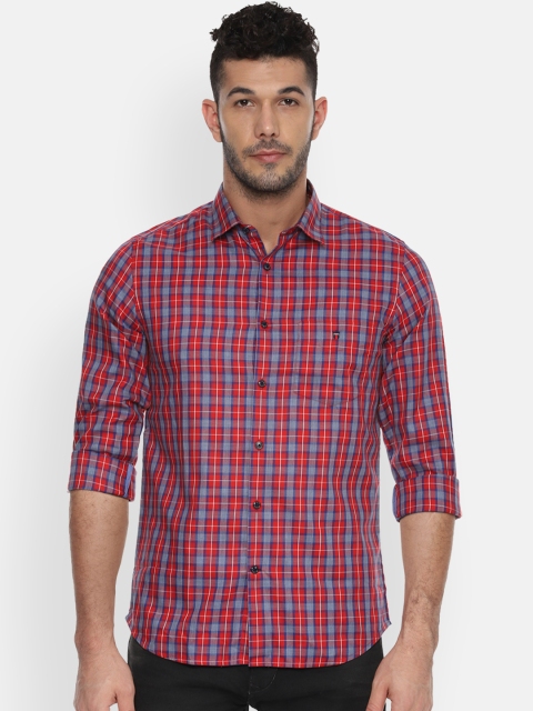 

Louis Philippe Sport Men Red & Blue Slim Fit Checked Casual Shirt