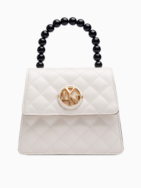 

LYN White Solid Quilted Handheld Bag