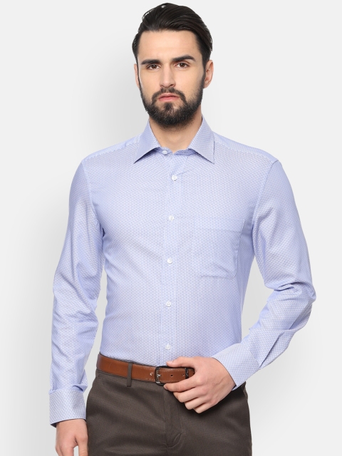 

Louis Philippe Men Blue & White Regular Fit Self Design Formal Shirt