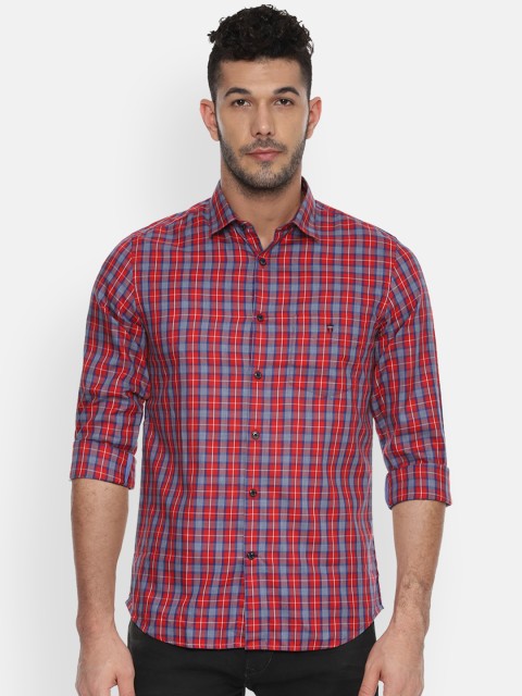 

Louis Philippe Sport Men Red & Blue Slim Fit Checked Casual Shirt