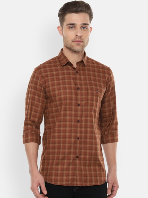 

Louis Philippe Sport Men Brown & Yellow Slim Fit Checked Casual Shirt