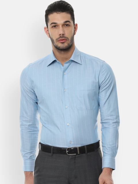 

Louis Philippe Men Blue Classic Regular Fit Striped Formal Shirt