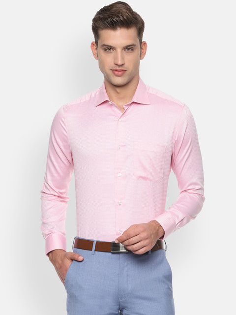 

Louis Philippe Men Pink Regular Fit Self Design Formal Shirt
