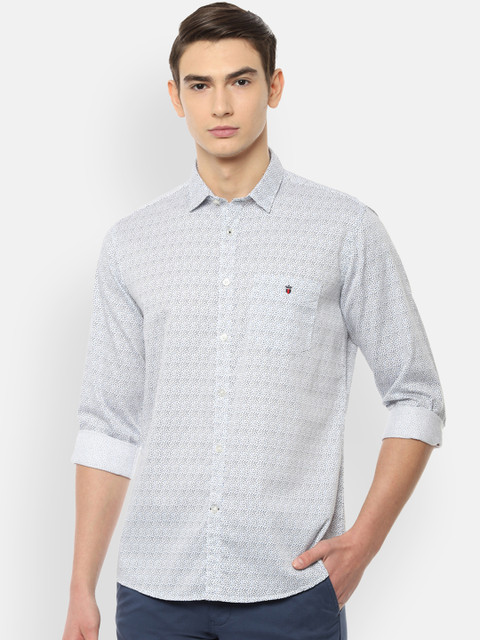 

Louis Philippe Sport Men White & Blue Slim Fit Printed Casual Shirt