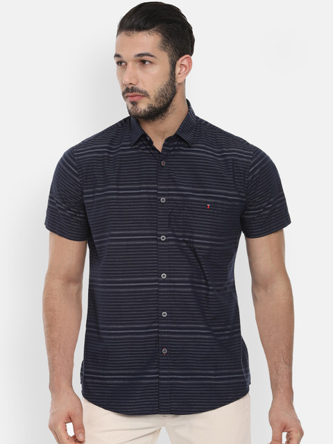 

Louis Philippe Sport Men Navy Blue Slim Fit Striped Casual Shirt