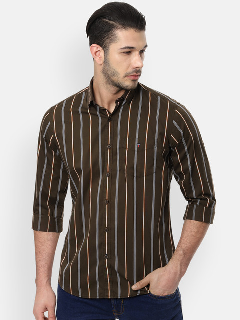 

Louis Philippe Sport Men Khaki Slim Fit Striped Casual Shirt